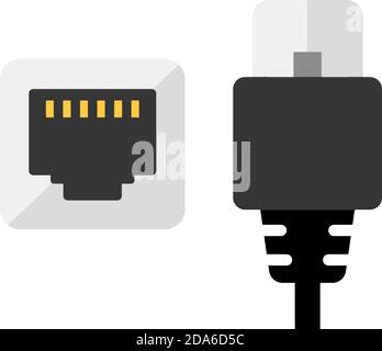 Lan cable and connector (plug) vector icon illustration Stock Vector