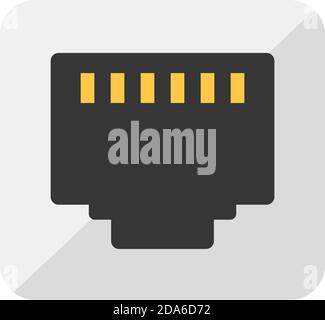 Lan cable connector (plug) vector icon illustration Stock Vector