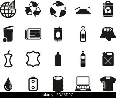Recycling Or Upcycling Icons Black & White Set Big Stock Vector