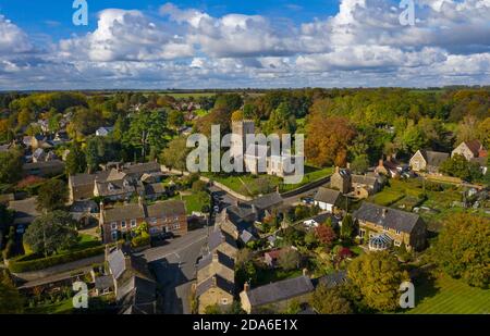 Steeple aston Church and village from the air, Oxfordshire,England Stock Photo