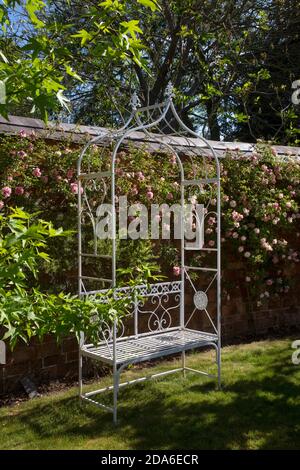 metal Seating in English Garden,England,Europe Stock Photo