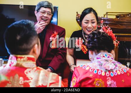 Traditional Chinese Wedding Tea Ceremony Stock Photo