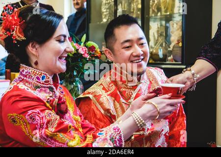 Traditional Chinese Wedding Tea Ceremony Stock Photo