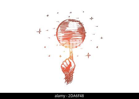 Vector hand drawn globalisation concept sketch. Stock Vector