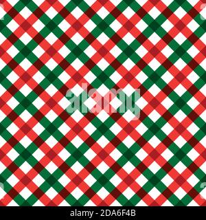Christmas and new year tartan plaid. pattern in red and green cage. Vector illustration. pattern in Christmas colors, diagonal Stock Vector