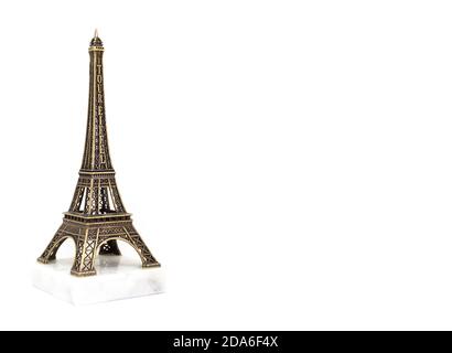 Paris Eiffel tower souvenir. Copy space mockup. Isolated on white background. Travel concept Stock Photo