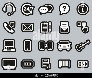 Replacement Or Exchange Icons White On Black Sticker Set Big Stock Vector