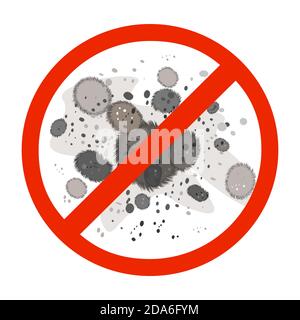 No mold sign isolated on white background. Stop mold icon. Prohibition sign. Condensation, damp, high humidity and respiratory problems. Stock vector Stock Vector
