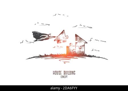 House building concept. Hand drawn isolated vector. Stock Vector