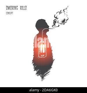 Smoking kills concept. Hand drawn isolated vector. Stock Vector