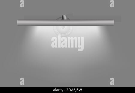 Horizontal wall light. Long tube over mirror lamp. Realistic vector illustration Stock Vector