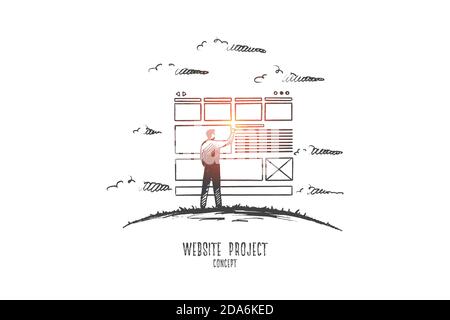 Website project concept. Hand drawn isolated vector. Stock Vector
