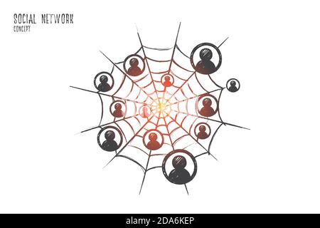Social network concept. Hand drawn isolated vector. Stock Vector