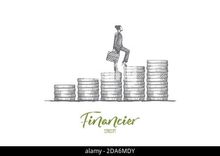 Financier designer concept. Hand drawn isolated vector Stock Vector