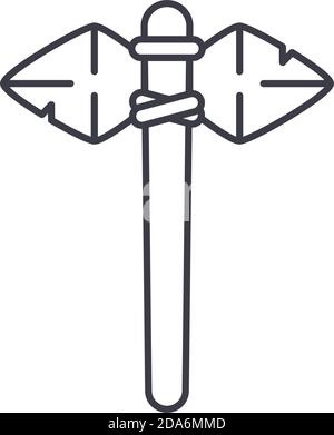 Ancient ax icon, linear isolated illustration, thin line vector, web design sign, outline concept symbol with editable stroke on white background. Stock Vector