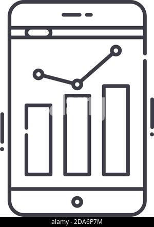 Analytical application icon, linear isolated illustration, thin line vector, web design sign, outline concept symbol with editable stroke on white Stock Vector