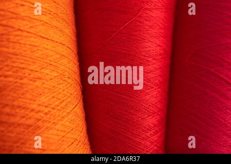 Composition of colorful vibrant wool threads Stock Photo