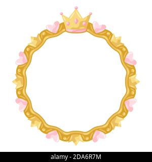 Princess frame with hearts and crowns. Stock Vector