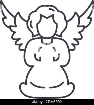 Angelic icon, linear isolated illustration, thin line vector, web design sign, outline concept symbol with editable stroke on white background. Stock Vector