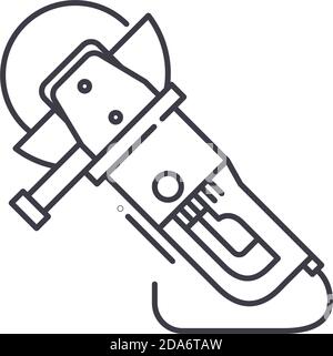 Angle grinder machine icon, linear isolated illustration, thin line vector, web design sign, outline concept symbol with editable stroke on white Stock Vector