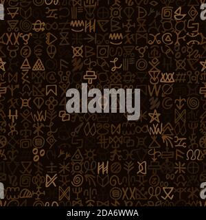 Tribal pattern with symbols ancient style vintage illustration background Stock Vector