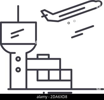 Airport icon, linear isolated illustration, thin line vector, web design sign, outline concept symbol with editable stroke on white background. Stock Vector