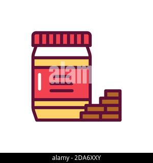 Chocolate paste color line icon. Isolated vector element. Stock Vector