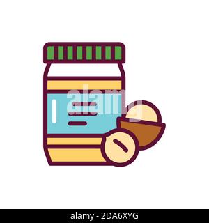 Macadamia paste color line icon. Isolated vector element. Stock Vector