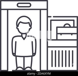 Airport security icon, linear isolated illustration, thin line vector, web design sign, outline concept symbol with editable stroke on white Stock Vector