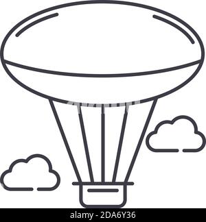 Airship icon, linear isolated illustration, thin line vector, web design sign, outline concept symbol with editable stroke on white background. Stock Vector