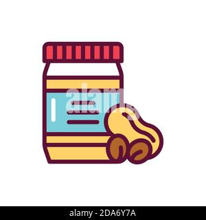 Peanut paste color line icon. Isolated vector element. Stock Vector