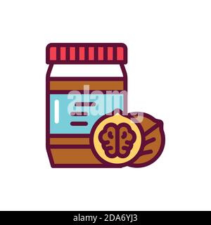 Walnut paste color line icon. Isolated vector element. Stock Vector