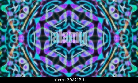 Abstract neon blurry patterned symmetrical background. For design and network Stock Photo