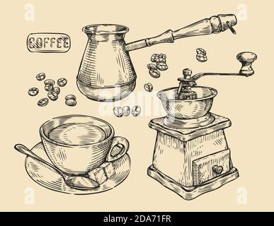 Coffee vintage. Drink sketch vector illustration Stock Vector