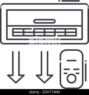 Air conditioning icon, linear isolated illustration, thin line vector, web design sign, outline concept symbol with editable stroke on white Stock Vector