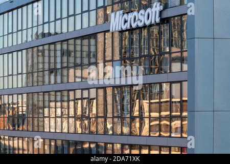 geography / travel, Germany, North Rhine-Westphalia, Cologne, reflection in the Microsoft office build, Additional-Rights-Clearance-Info-Not-Available Stock Photo