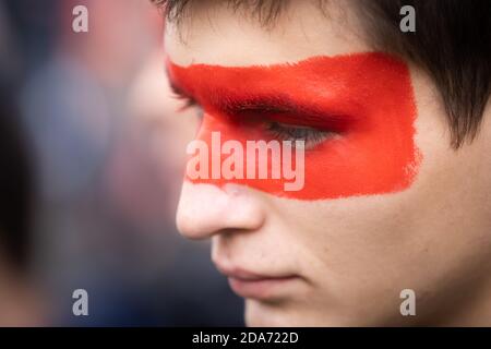 KYIV, UKRAINE - Oct. 06, 2019: Thousands ukrainians attend rally against signing of so-called Steinmeier Formula on the Independence Square in Kyiv, Ukraine Stock Photo