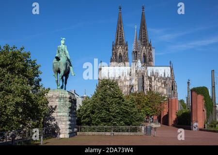 geography / travel, Germany, North Rhine-Westphalia, Cologne, equestrian statue emperor Wilhelm II in , Additional-Rights-Clearance-Info-Not-Available Stock Photo