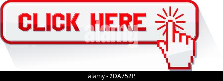 Click  button with hand clicking on it. Icon vector for website Stock Vector