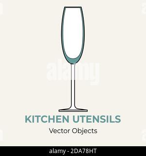 Wine champagne glass simple form vector illustration Vector line illustration isolate logo icon cafe menu glassware logo Stock Vector