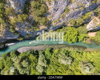 Aerial view of Iskar Panega Geopark along the Gold Panega River, Bulgaria Stock Photo