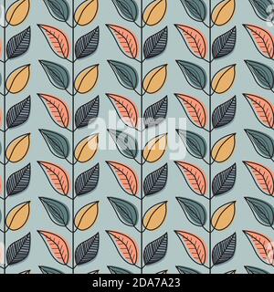 Cartoon leaves seamless vector pattern. Pattern is suitable for postcards, fabric, wrapping paper or posters Stock Vector
