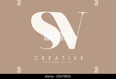 SV S V logo design with combined letters and fall vibe colours. Stock Vector