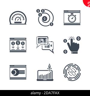 Seo and web opimization icons set Stock Vector