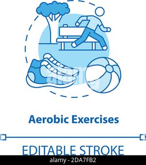 Aerobics exercise turquoise concept icon Stock Vector