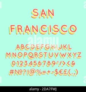 San Francisco vintage 3d vector alphabet set Stock Vector