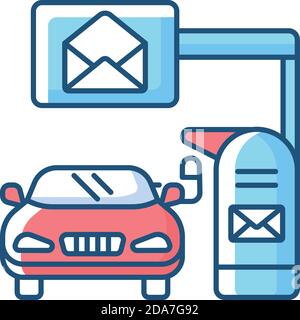 Drive through mailbox RGB color icon Stock Vector