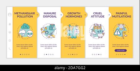 Unethical dairy industry onboarding vector template Stock Vector