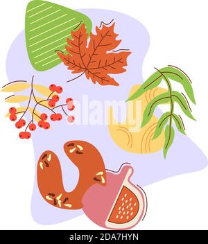 Reaping autumn harvest flat vector concept illustration with abstract shapes Stock Vector