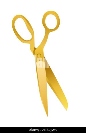 Golden Scissors Icon Isotared on White Background. Vector Illustration Stock Vector